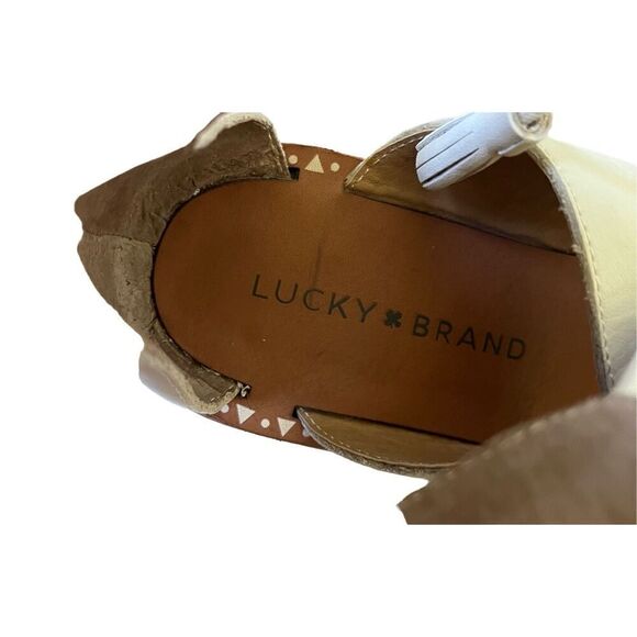 Lucky Brand Dristel Gladiator Sandal size 8.5 Cream Leather - Picture 8 of 12